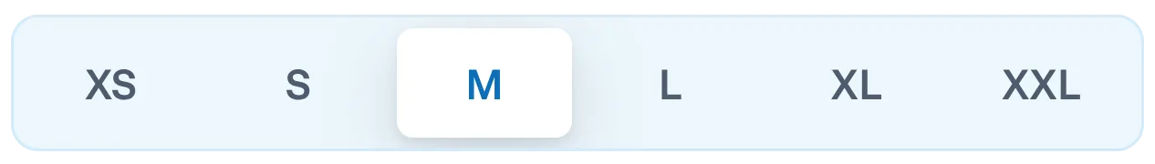 Le sélecteur de taille, M choisi.
